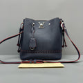 Louis Vuitton Navy Calfskin Bucket Handbag Silver Hardware
