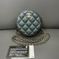 Chanel Round Clutch With Chain Dark Green