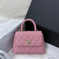 Chanel Pink Caviar Leather Mini Top Handle Bag Gold Hardware