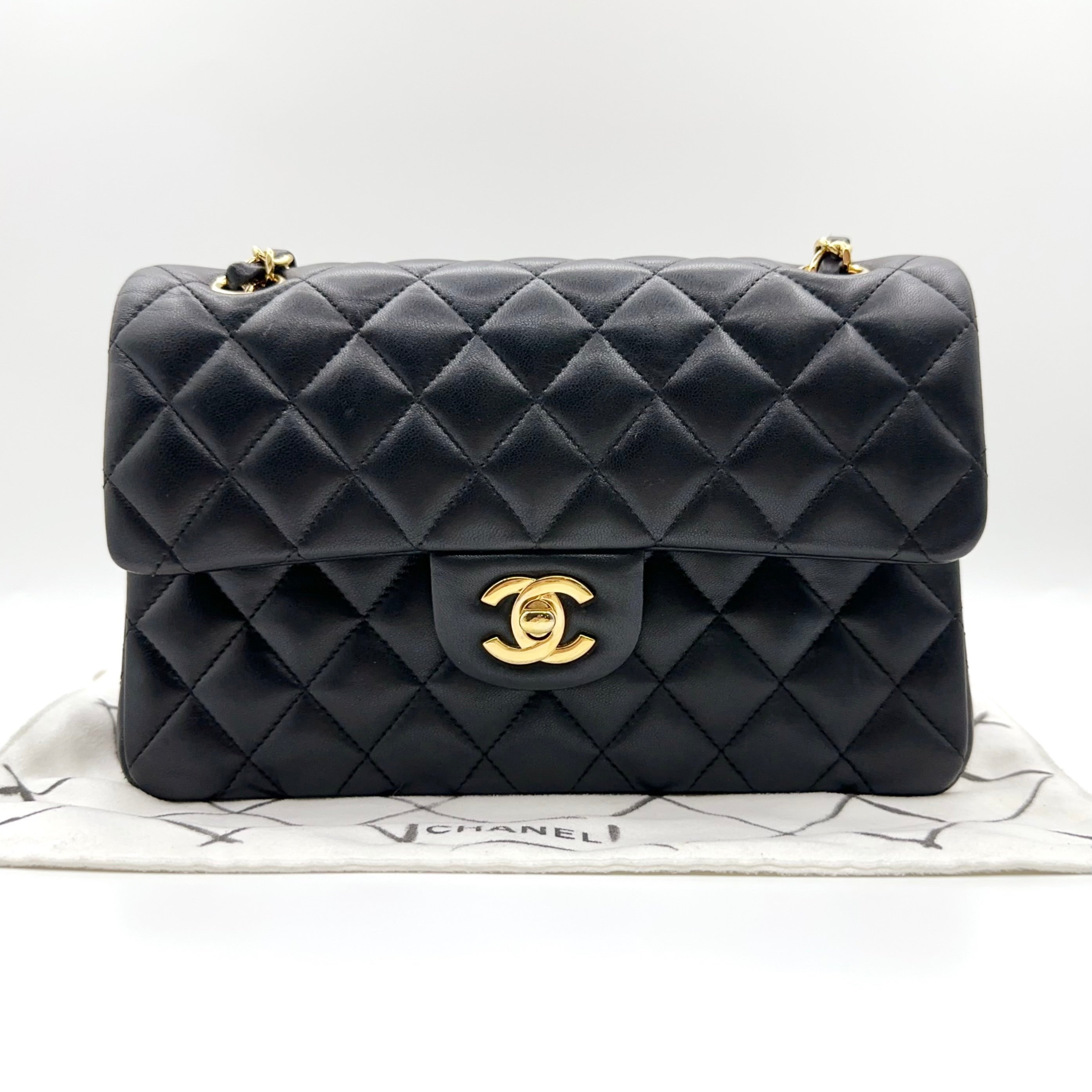 Chanel Small Black & Gold Sheepskin Bag (Serial 31)