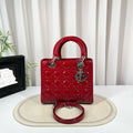 Dior Lady Dior Medium Red Patent Leather Bag