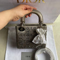 Dior Mini Lady Dior Silver Satin Strass Crystal