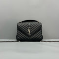 Saint Laurent Black V-Quilted Leather Handbag