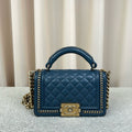 Chanel Le Boy Small Misty Blue Lambskin Leather
