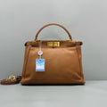Fendi Brown Leather Peekaboo Medium Top Handle / Crossbody Bag