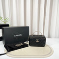 CHANEL Black Pearl Handle Vanity Case Bag