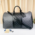 Louis Vuitton Keepall 50 Black Shadow Travel Duffle Bag 50cm