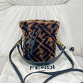 Fendi Mini Bucket Bag FF Logo Fur