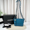 Chanel Blue V-Stitch Gabrielle Hobo Bag
