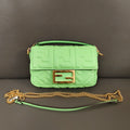 Fendi Baguette Mini, Bright Green Embossed FF Leather