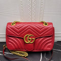 Gucci GG Marmont Medium Red Matelassé Leather Shoulder Bag