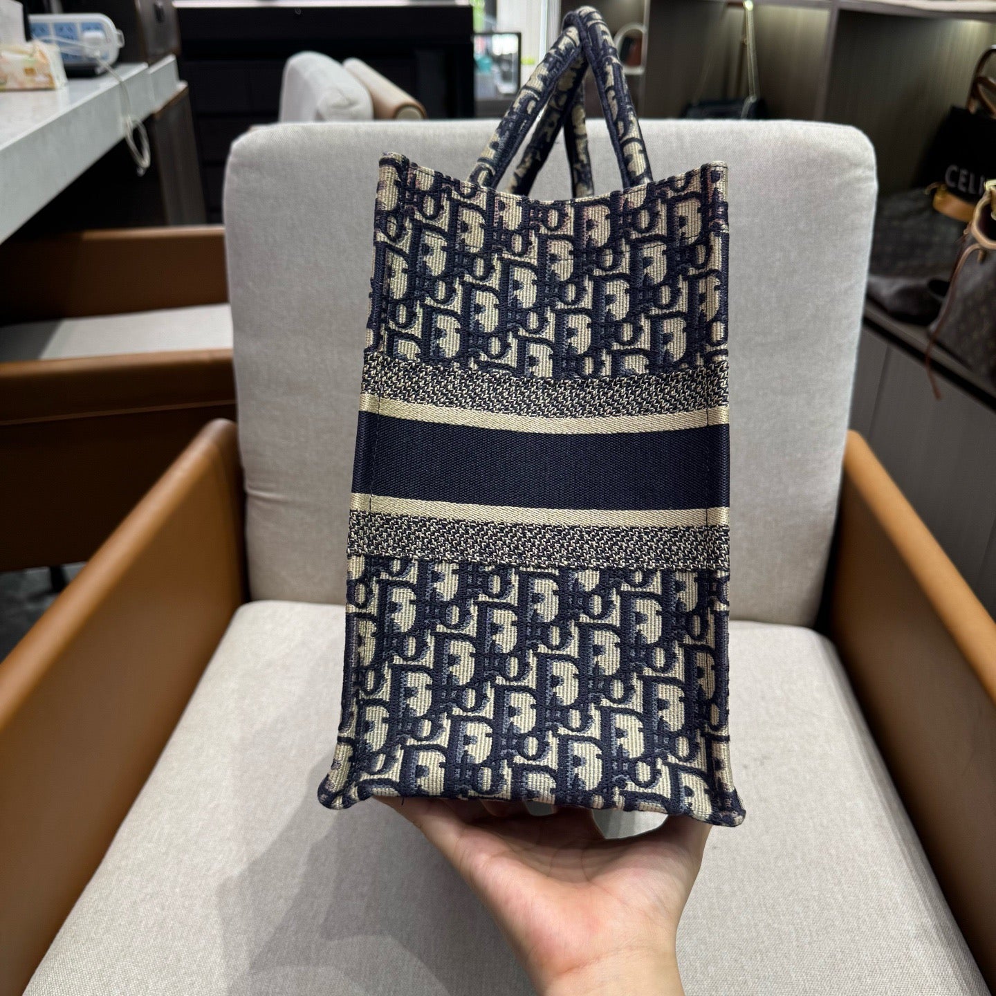 Christian Dior Book Tote Medium Blue