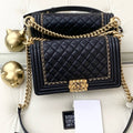 Chanel Medium Le Boy Bag in Black Calfskin with Gold