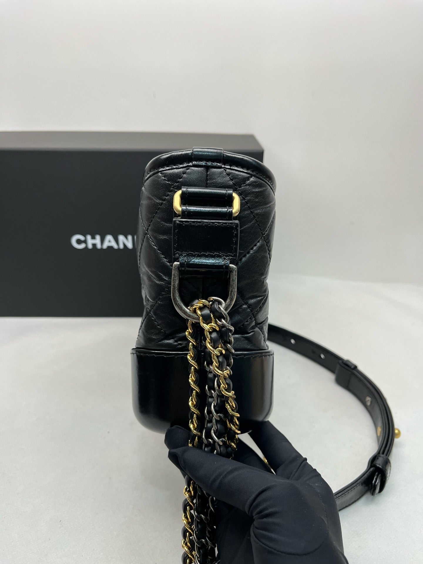 Chanel Gabrielle Medium Black Aged Calfskin Crossbody Bag