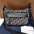 Dior Rider Soft Small, Blue Dior Oblique Embroidery Canvas