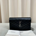 Saint Laurent YSL Black Silver Caviar Leather WOC Chain Bag
