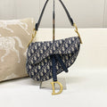 Dior Saddle Medium, Blue Oblique Jacquard Canvas