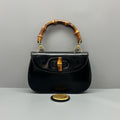 Gucci Bamboo Black Leather Gold‑Tone Hardware