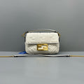 Fendi Baguette White  Gold‑Tone Hardware