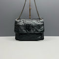 YSL Large Niki Bag Black Crinkled Waxed Leather