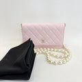 Chanel WOC Sakura Pink Quilted Lambskin Pearl Chain