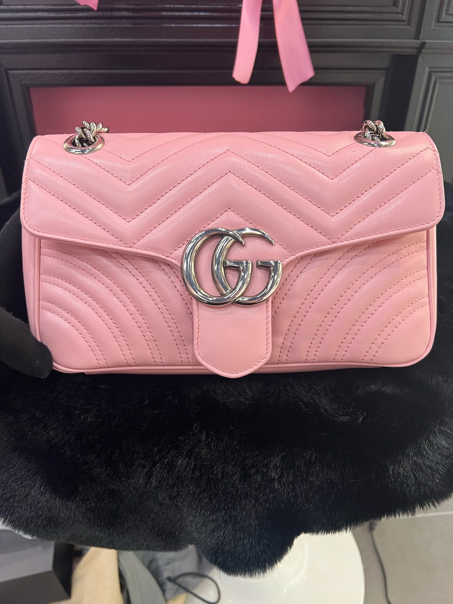 Gucci GG Marmont Medium Pink Silver Hardware