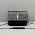 YSL Black Leather Sunset Shoulder Crossbody Bag
