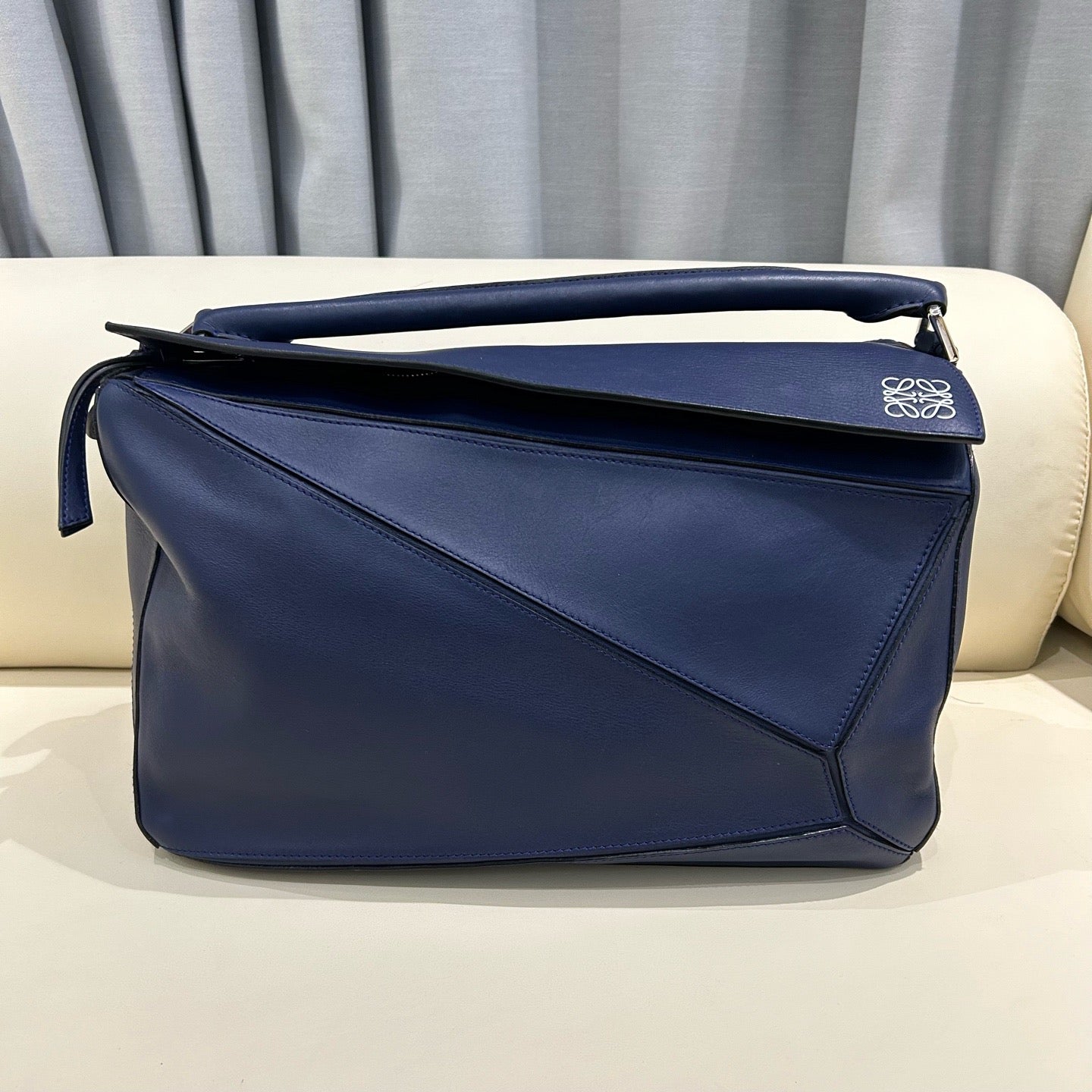 LOEWE Puzzle Large Bag in Midnight Blue Smooth Calf