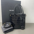Saint Laurent Mini Toy Shopping crocodile-embossed tote