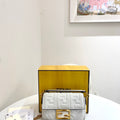 Fendi Mini Baguette White Embossed FF Leather