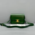 Celine Triomphe Green Shiny Gold‑Tone Hardware
