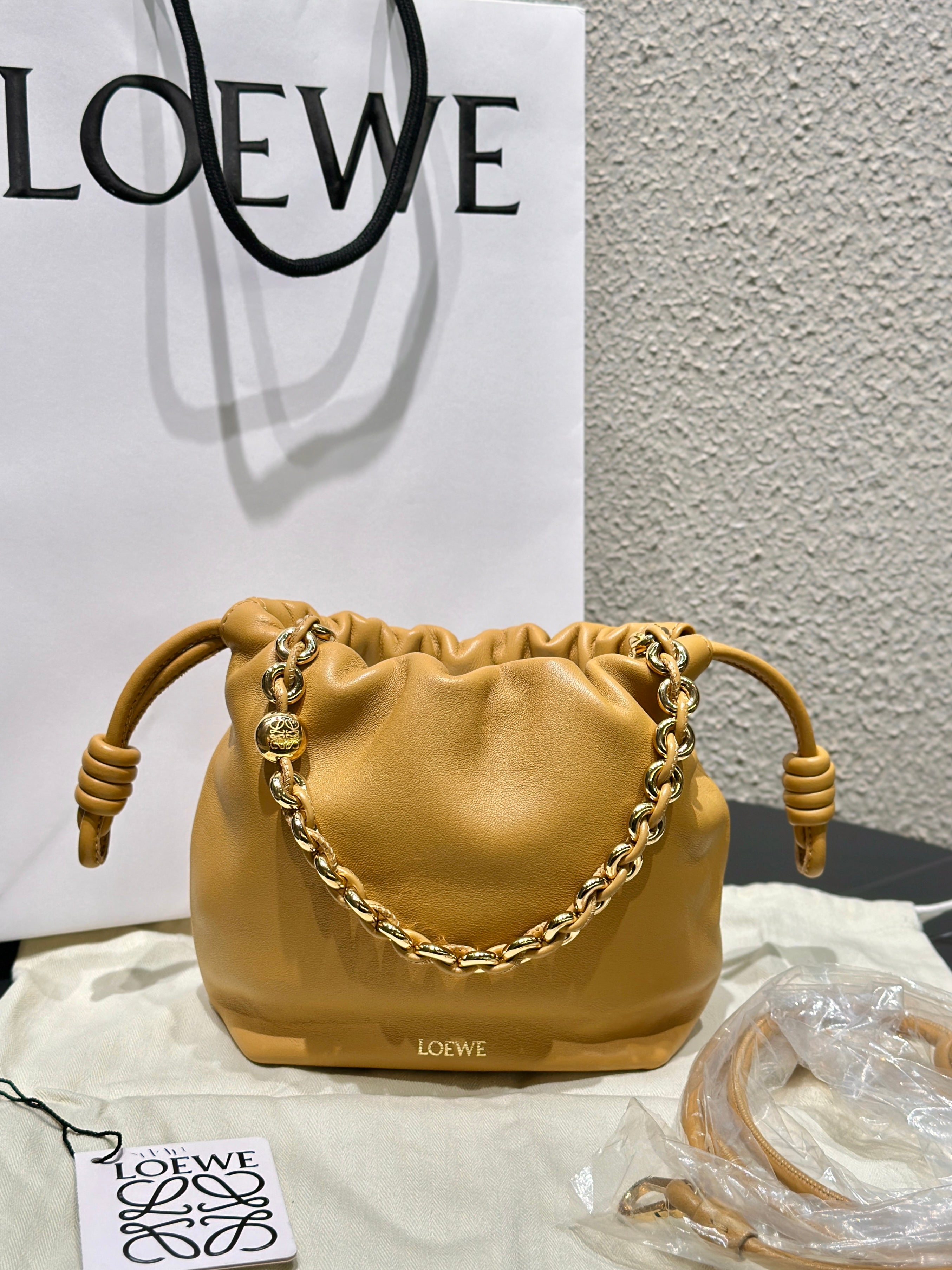 LOEWE Flamenco Chain Drawstring Bucket Bag