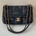 Chanel Black Denim Graffiti Print Quilted Flap Bag