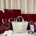 Gucci Oil-wax Cream White Tote Bag 17cm
