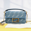 Fendi Mini Baguette Blue FF Chenille Jacquard Crossbody Bag