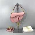 Dior Pink Grained Leather Small Saddle