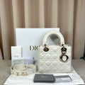 Lady Dior Medium White Gold Bag