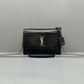 Saint Laurent Sunset Medium Croc‑Embossed