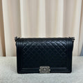 Chanel Leboy Bag Quilted Lambskin Black Silver Tone
