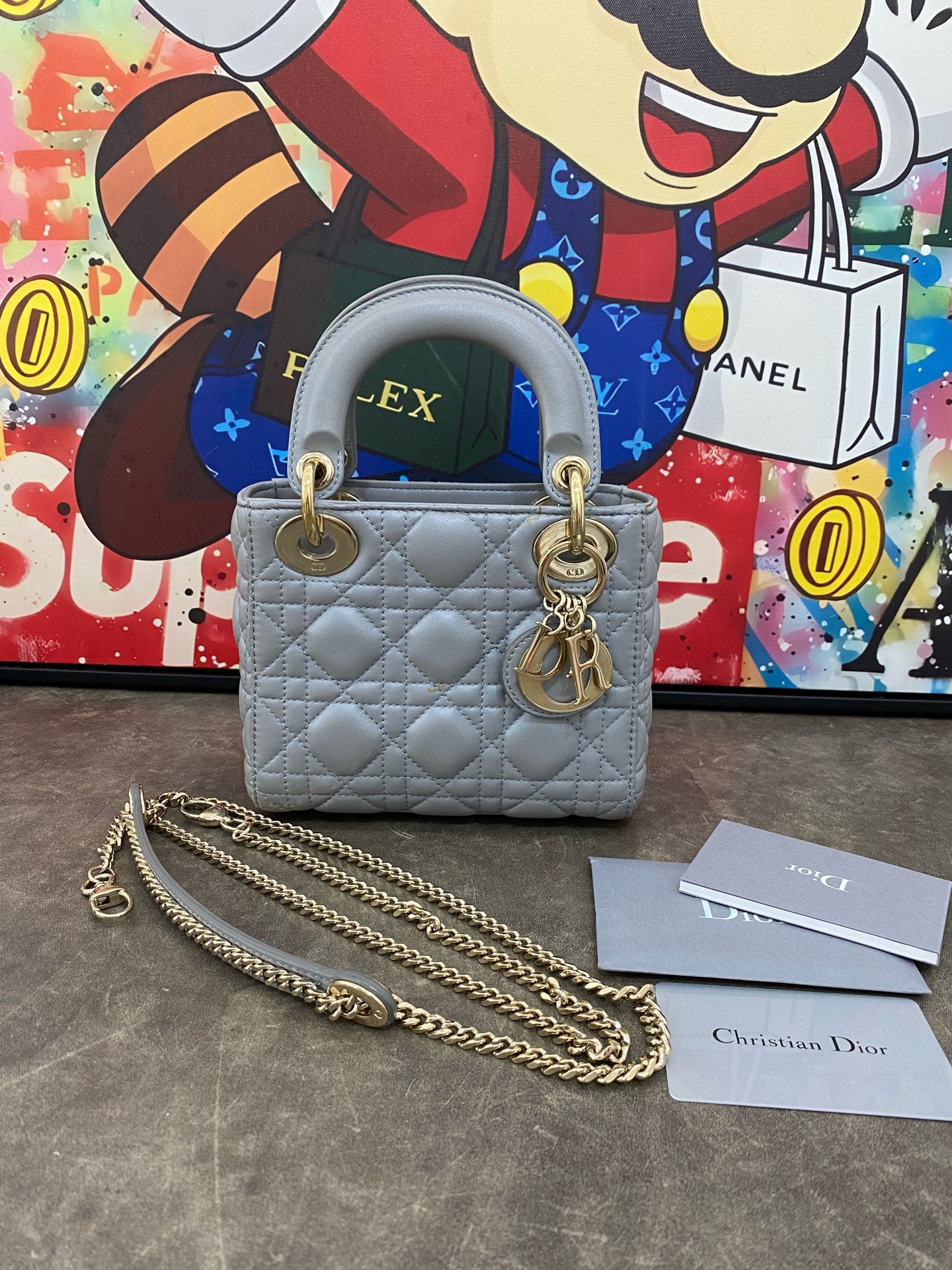 Dior Mini Lady Dior 3 Cannage Quilted Lambskin Multiway
