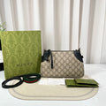 Gucci GG Emblem Small Beige Shoulder Bag