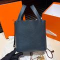 Hermès Picotin 18, Blue‑Teal Clemence Leather
