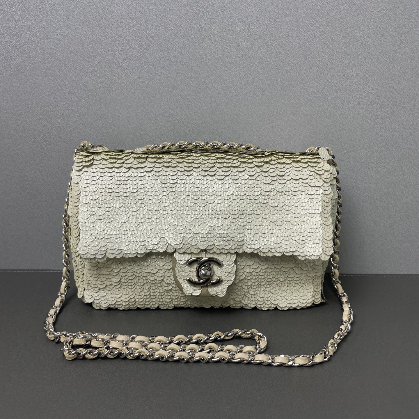 Chanel Medium Flap Cream Sequin