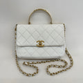 Chanel 24C Small White Lambskin Quilted Flap Bag