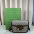 Gucci 1955 Horsebit Ebony Monogram Canvas Shoulder/Crossbody Bag