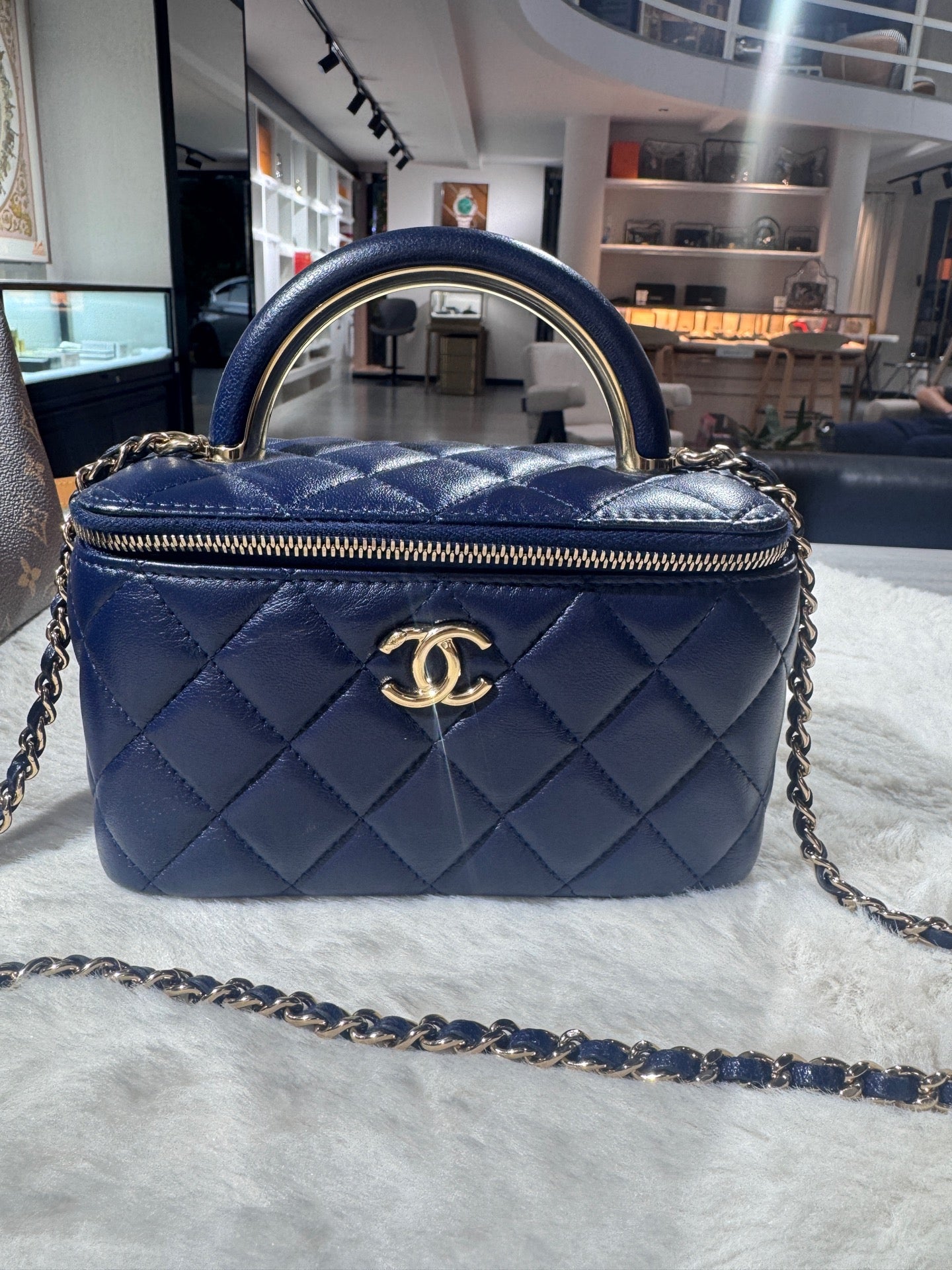 Chanel Mini Vanity Case Navy Blue Lambskin