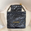 Chanel 22 Bag Black Shiny Calfskin Tote Bag