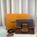 Louis Vuitton Dauphine MM Monogram & Brown Leather Bag