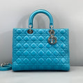 Dior Large Lady Dior Turquoise Cannage