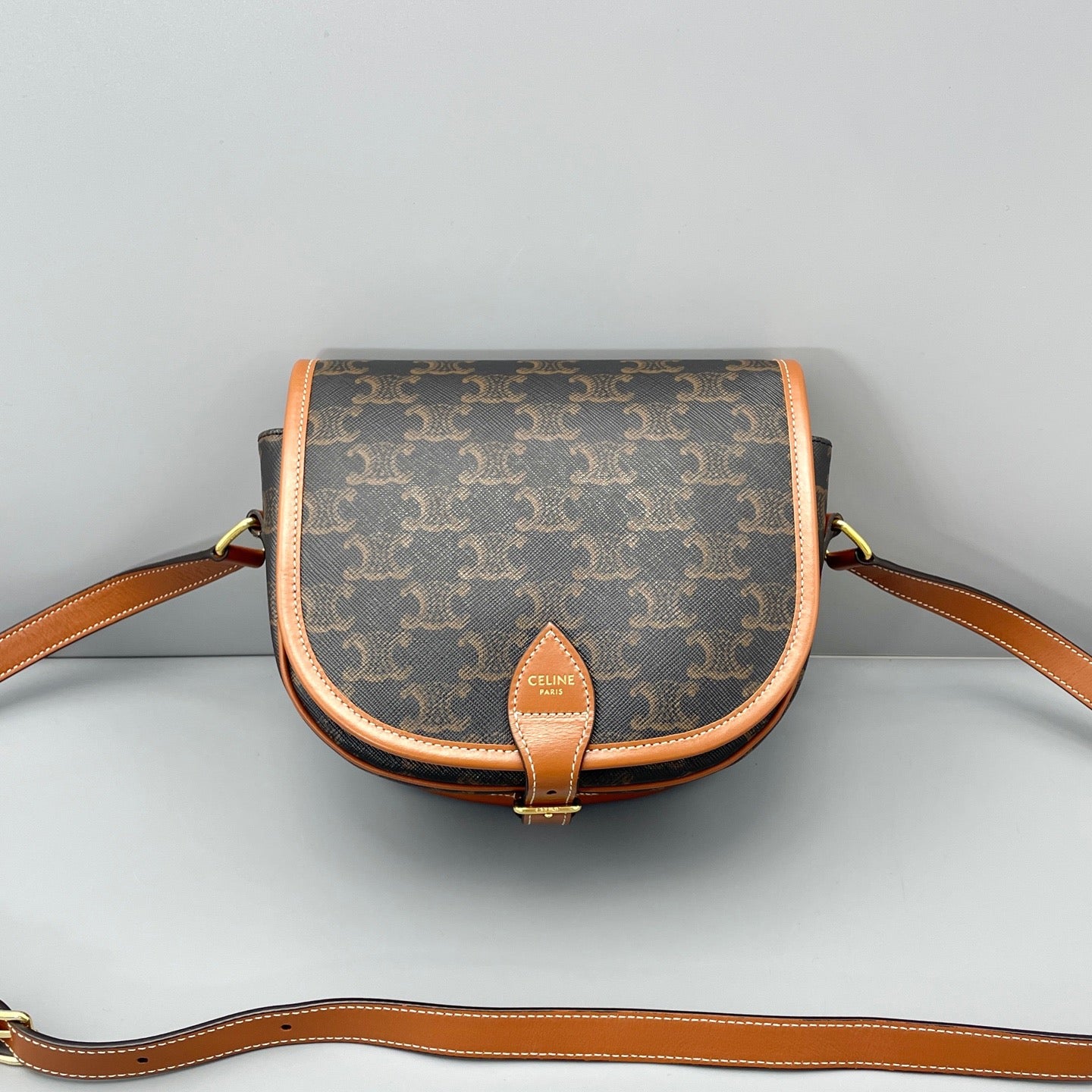 Celine Triomphe Folco Brown Monogram